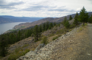 Looking back, part of the Okanagan Fire burn area can be seen, KVR Naramata Section, 2010-08.